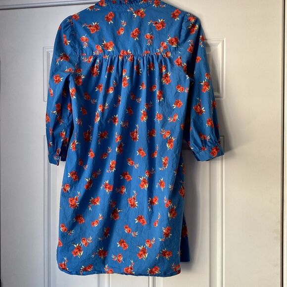 Zara Emma Dress Blue with Red Flowers Size Small - Picture 10 of 10